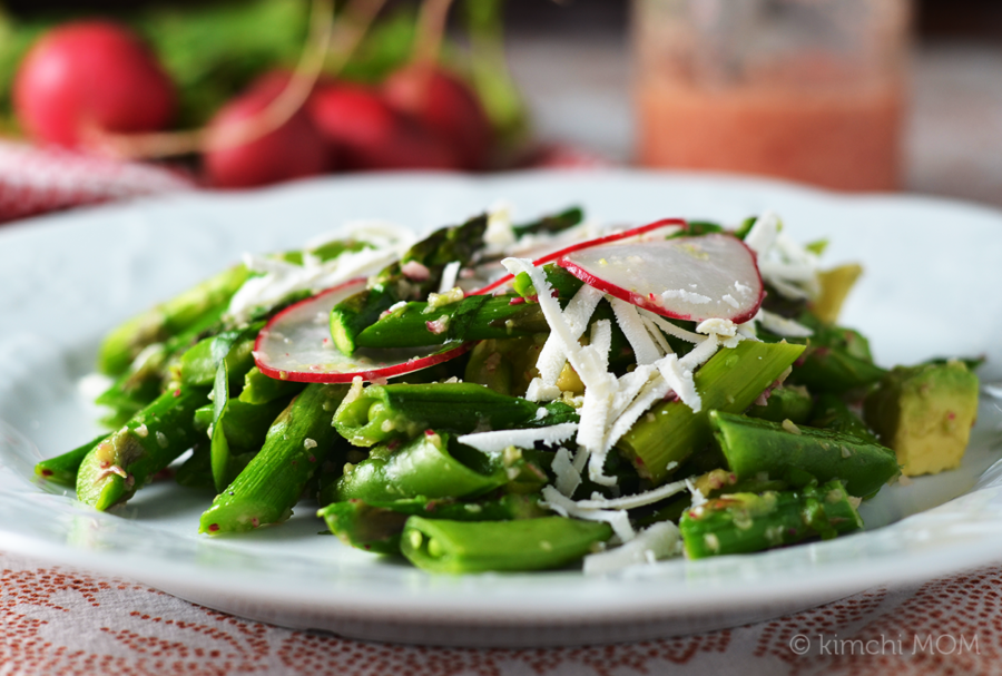 Snap Pea, Asparagus, and Avocado Salad with Radish Vinaigrette #WeekdaySupper