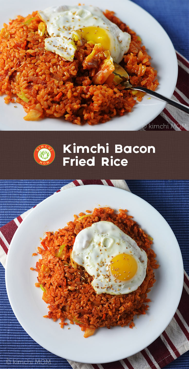 Kimchi Bacon Fried Rice #SundaySupper by @kimchimom